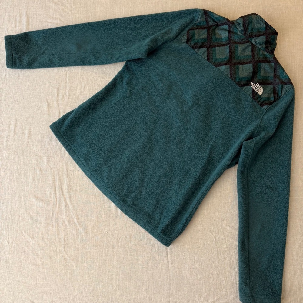 The North Face Womens Teal Geometric Print Quarter Zip Fleece Pullover Medium - Picture 5 of 11